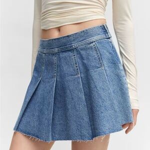 MANGO Pleaded Denim Mini Skirt